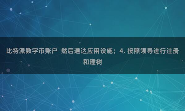 比特派数字币账户  然后通达应用设施；4. 按照领导进行注册和建树